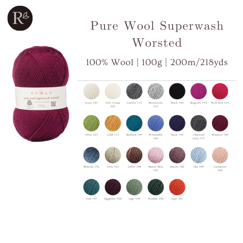 ROWAN Pure Wool Superwash Worsted cod: 9802176